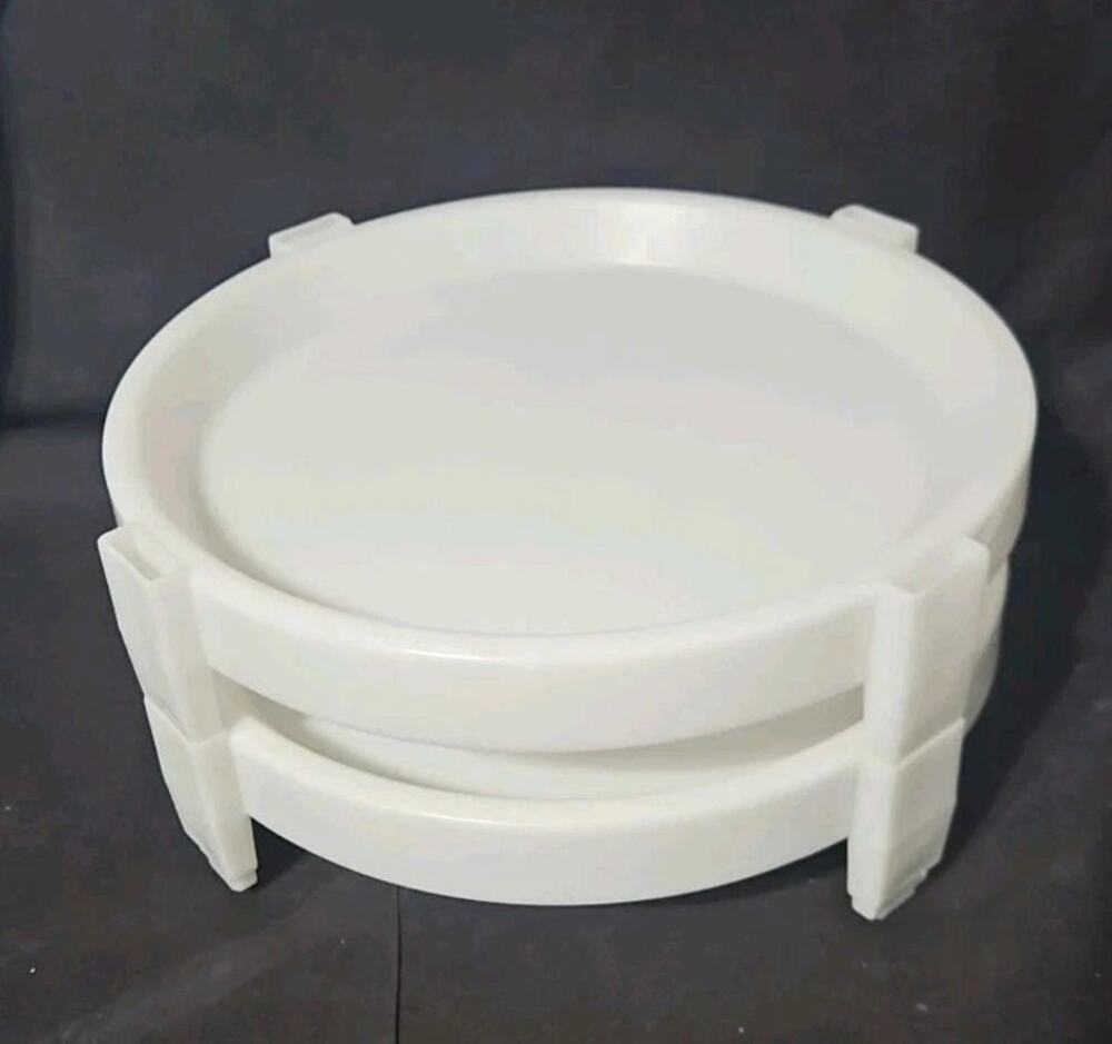Tupperware Divide-A-Rack Pie Stacker Set of 2 1866 Cake Saver Holder White VTG